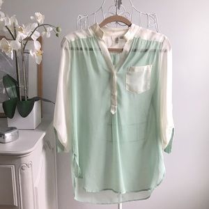 Mint&White Blouse Long Sleeve